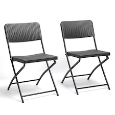 VonHaus Set of Folding Rattan Effect Garden Chairs