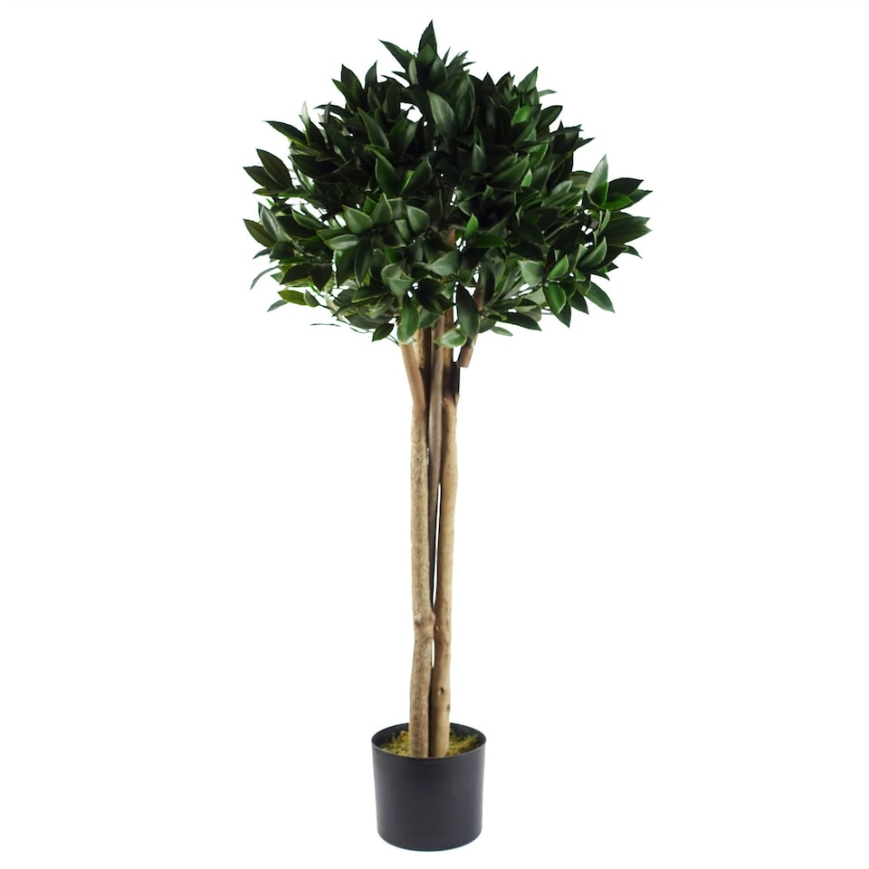 image 1 of Artificial 120cm Bay Tree Laurel UV Resistant Outdoor Topiary | Green | 4ft