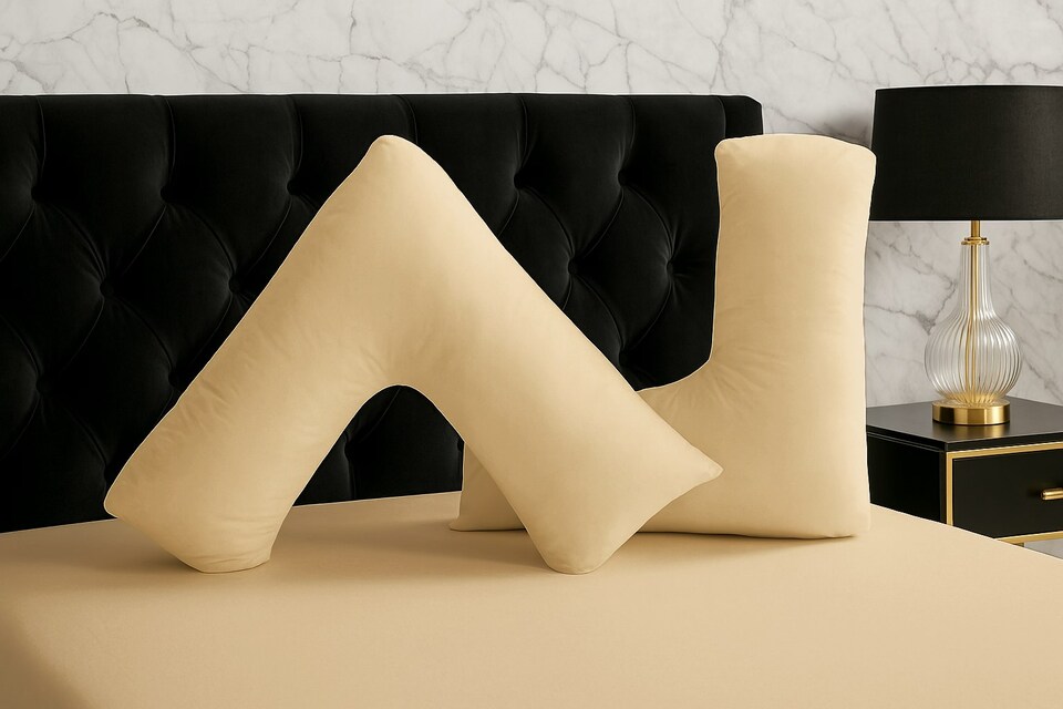 image 1 of Microfibre Soft Touch V Shape Plain Dyed Pillowcase Brown | Brown | Latte