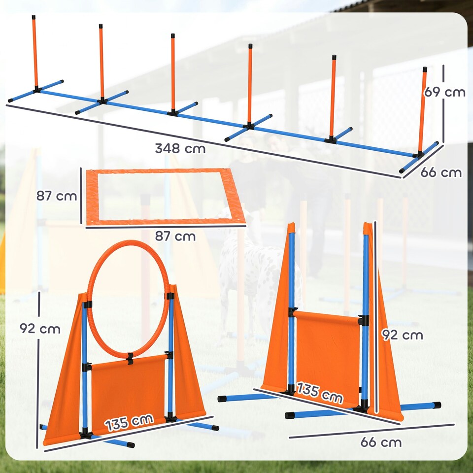 image 1 of PawHut Seven-Piece Dog Agility Equipment, Obstacle Training Course Kit