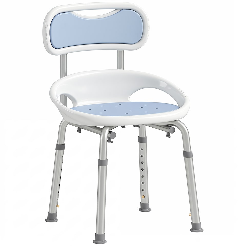 image 1 of HOMCOM Shower Chair with Back, Adjustable Height, Enclosed Side Support