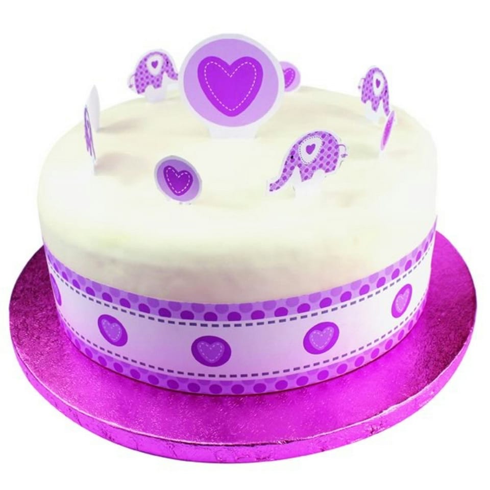 Creative Elephant Design Birthday Party Cake Toppers With Stickers - Pink - One Size