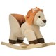 image 1 of HOMCOM Kids Rocking Lion Plush Ride On Seat w/ Sound Button Wood Base Seat Belt