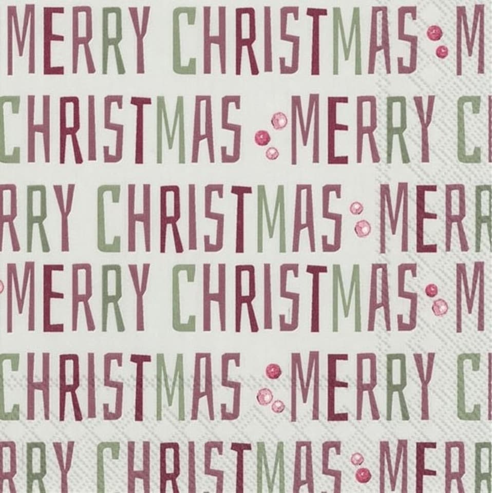 IHR  Winter Merry Christmas Cocktail Napkin 25cm 3ply 20 Pack
