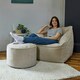image 2 of icon Natalia Chenille Adults Bean Bag Armchair and Pouffe, Ready Filled Large Beanbag and Footstool Natural Beige Cream | Cream