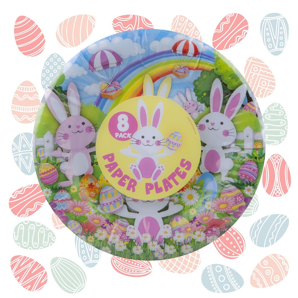 image 1 of vfm-estore Easter Paper Plates 8-Pack - 7" Bunny Design