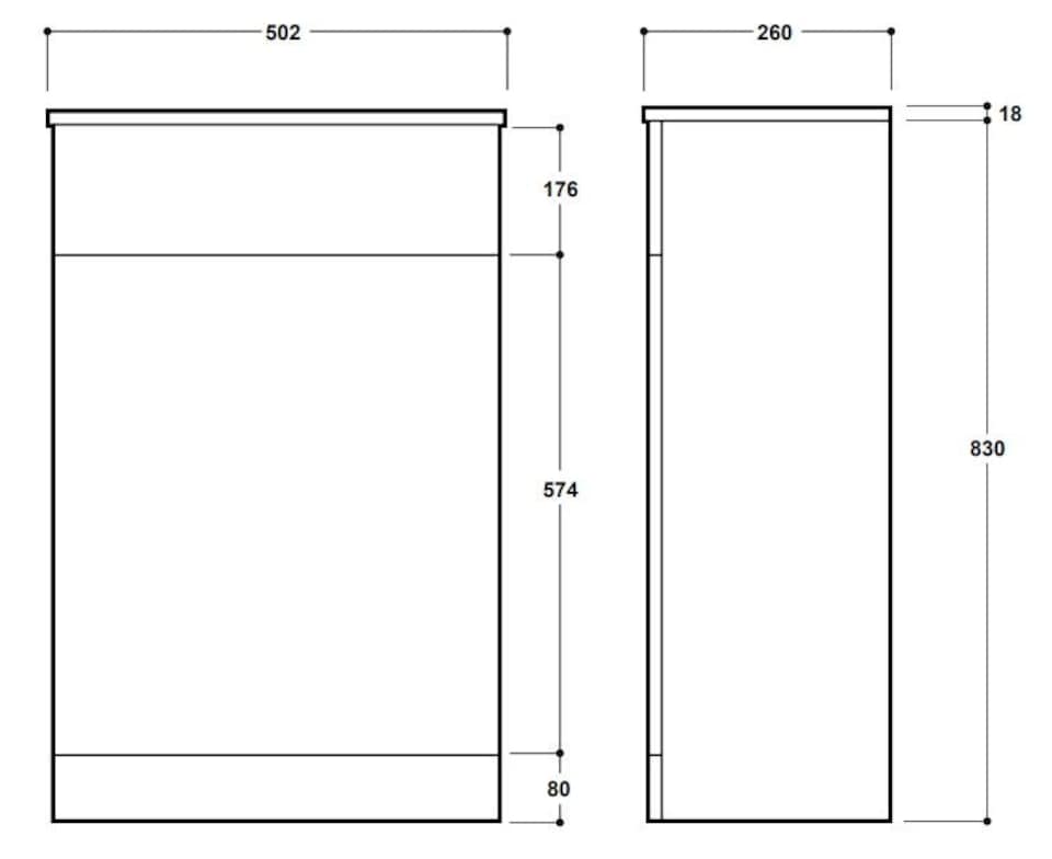 image 1 of Balterley Contemporary Bathroom Square Floor Standing WC Unit Durable MFC Textured | Brown | Bleached Cuneo Oak | 830 x 502 x 260mm