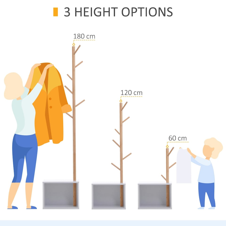 image 1 of HOMCOM Coat Rack Storage Bench Hallway Tree Hat Hanger Entryway Bedroom Stand
