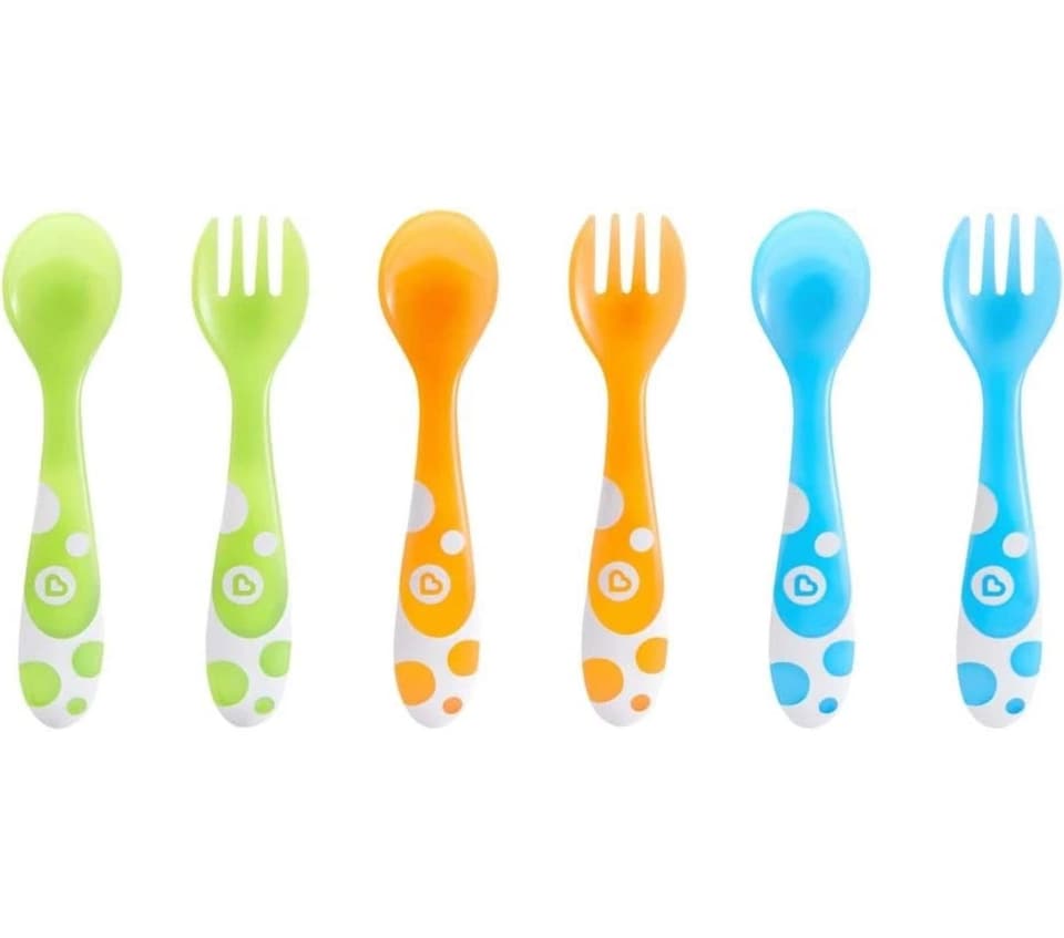 image 1 of Munchkin Baby Feeding Multi Forks and Spoons Scoop Soft Tip Travel Trening 12m+