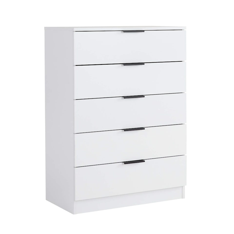 image 1 of Phoenix Chest Of 5 Drawers Bedroom Furniture Clothing Storage Organiser Unit | White
