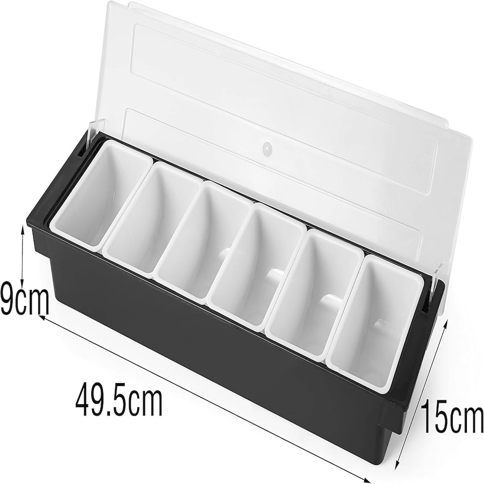 image 1 of 6 Compartment Trays Detachable Pizza Topping Station Reusable Container
