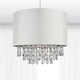 image 4 of First Choice Lighting Set of 2 300mm Cream Faux Silk Ceiling Adjustable Flush Shade with Chrome Inner and Clear Droplets Chrome | Cream