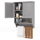image 1 of COSTWAY Wall mounted Bathroom Cabinet Double Door Storage Medicine Cabinet Towel Bar