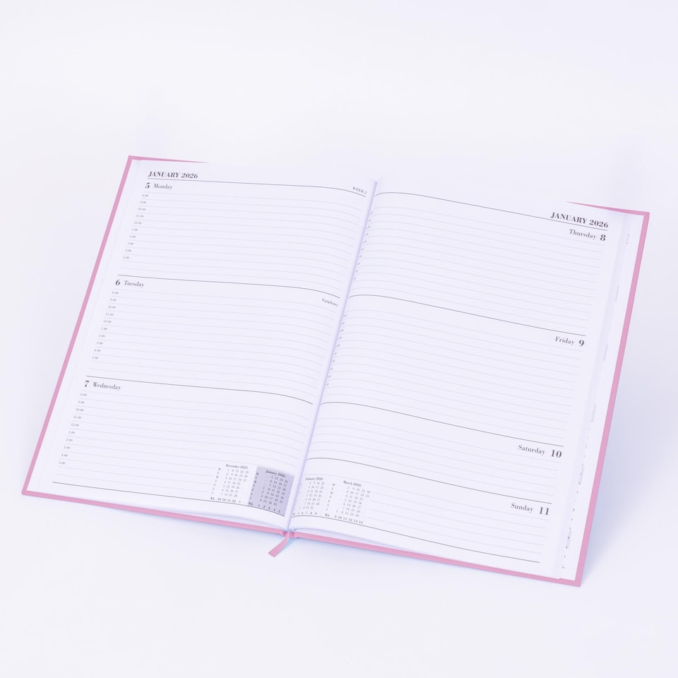 image 1 of Evelay 2025 2026 Academic Diary A4 Week To View Mid Year Hardback Planner Organiser for School Student Teacher (Pink)