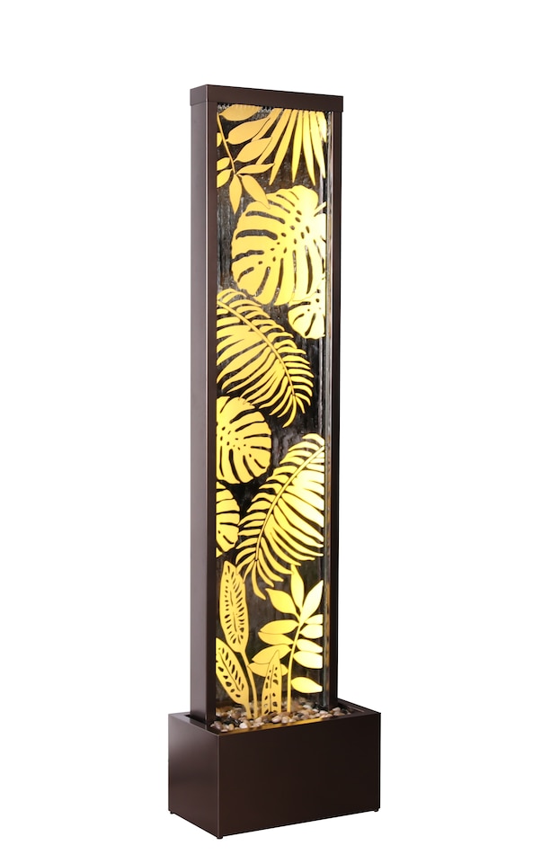 image 1 of Lamego Bamboo Mirror Water Feature with Lights 180cm