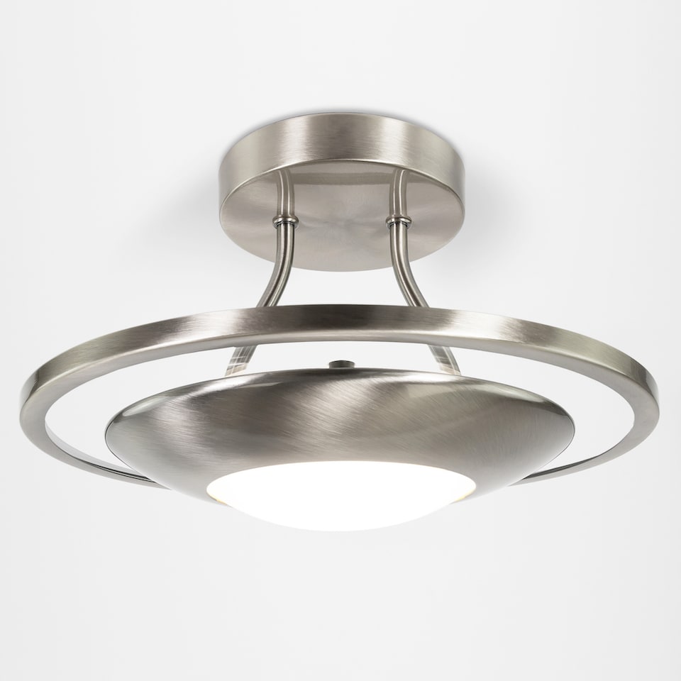 image 1 of Modernistic Semi Flush Energy Saving LED Ceiling Light Fitting in Satin Nickel | Silver