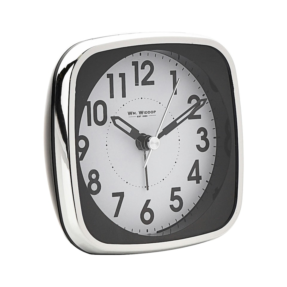 image 1 of Hometime Square Alarm Clock - Sweep/Light/Snooze - Black Black