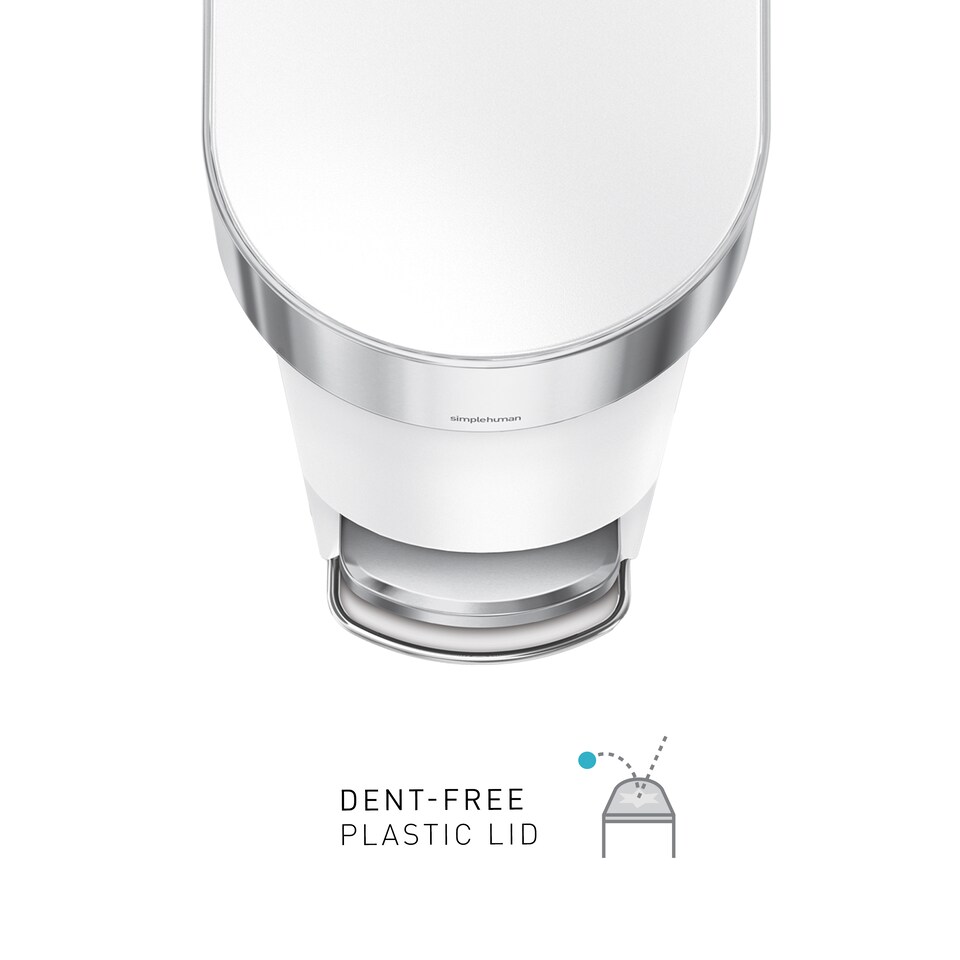 image 1 of Simplehuman 40L Slim Pedal Kitchen Bin with Liner Rim, White Plastic