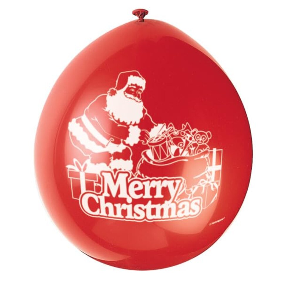image 1 of Merry Christmas Santa Biodegradable Latex Balloons 23cm / 9 in - Pack of 10