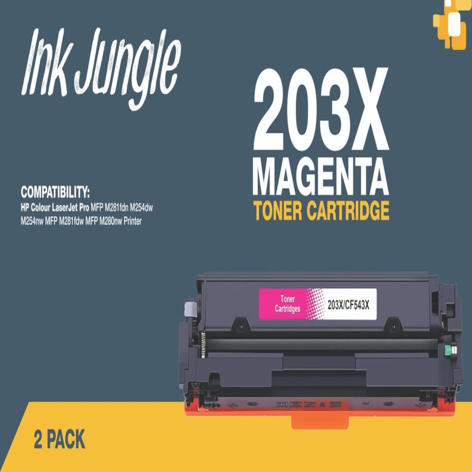 image 1 of 2x Compatible HP 203X Magenta Toner Cartridges Pink