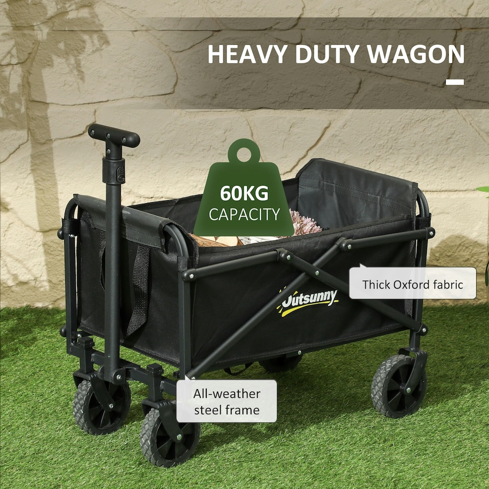 image 1 of Outsunny 41L Festival Trolley, 60kg Heavy Duty Folding Trolley Cart, Black