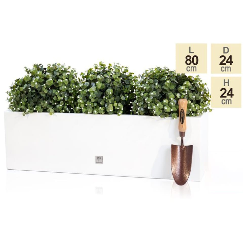 image 1 of Primrose Gloss Fibreglass Trough Planter in White 80cm