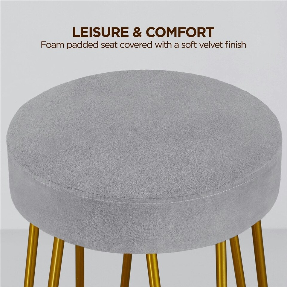 image 1 of Yaheetech 67 cm Tall Upholstered Velvet Counter Stools Grey
