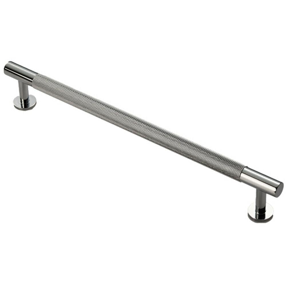 Loops Knurled Bar Door Pull Handle - 274mm x 13mm - 224mm Centres - Polished Chrome