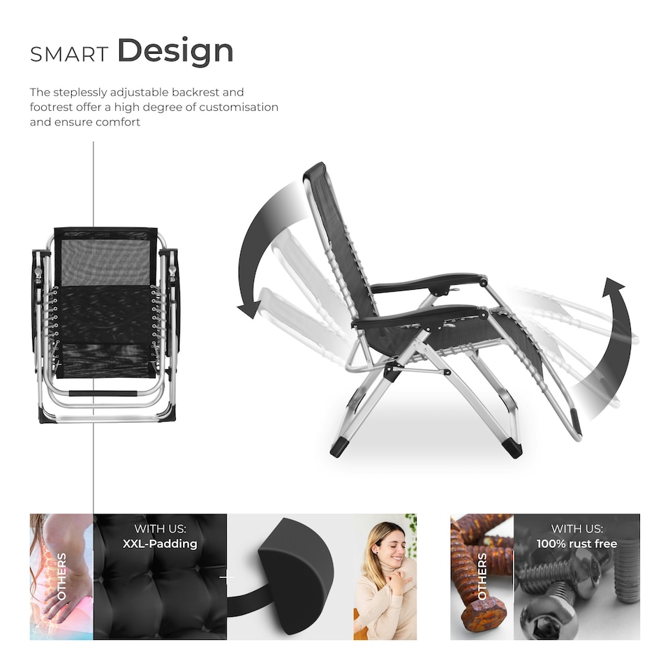 image 1 of Sun Lounger Cloud - folding, adjustable backrest and footrest - Per Piece Black