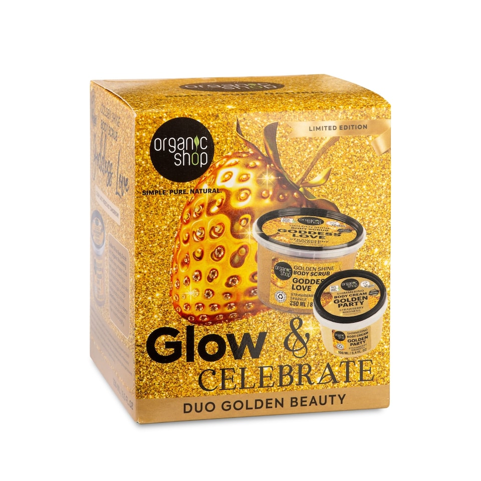 image 1 of Organic Shop Glow & Celebrate Golden Beauty Gift Set 250ml/100ml