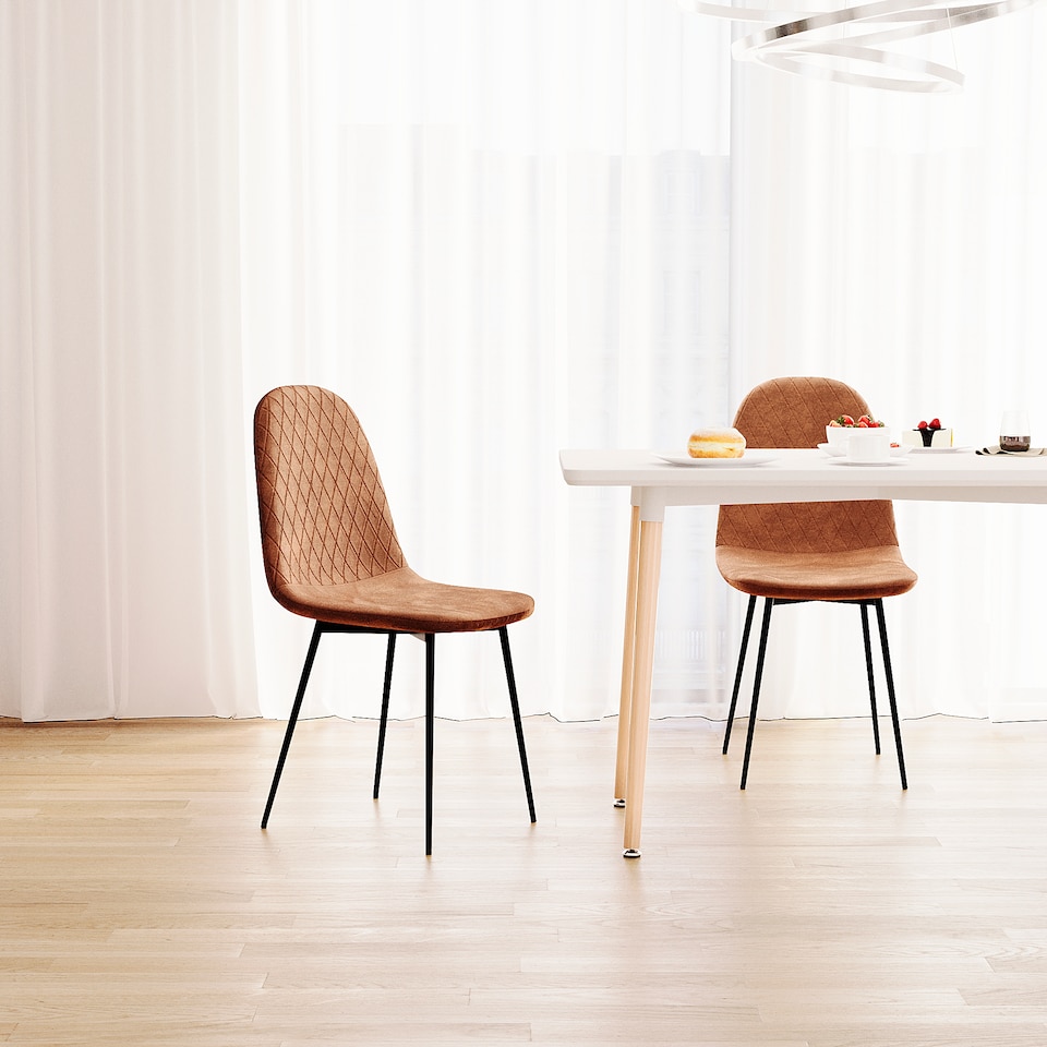 image 1 of Vida Designs Luton Set of 2 Dining Chairs Upholstered Fabric Padded Chair, Orange | Orange | Orange