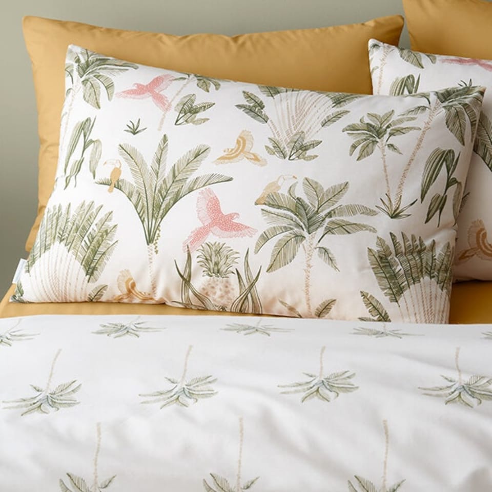 image 1 of Catherine Lansfield Paradiso Palm King Duvet Set Natural Green | King