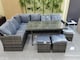 image 2 of Furniture One Rattan Effect Grey 9 Seater Table and Chair Dining Sofa Set Patio Outdoor Sofa