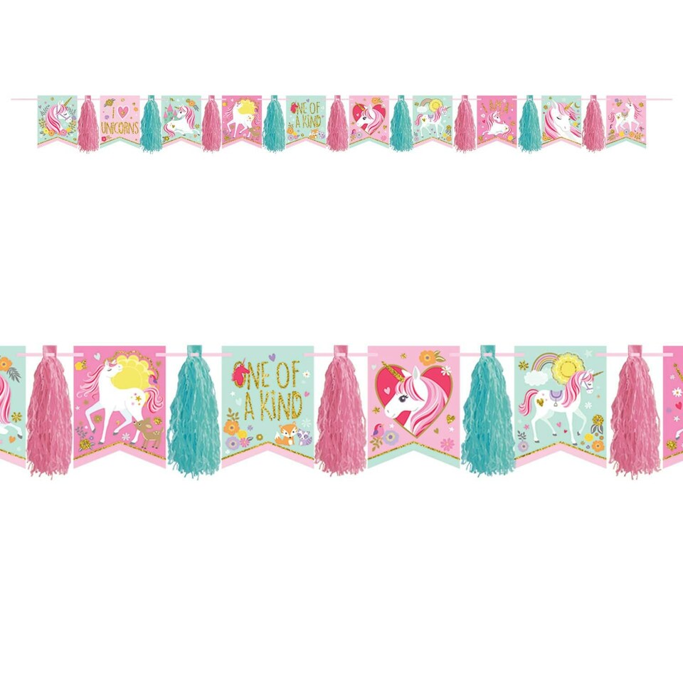 Amscan Tassel Unicorn Garland - Pink/Blue - One Size