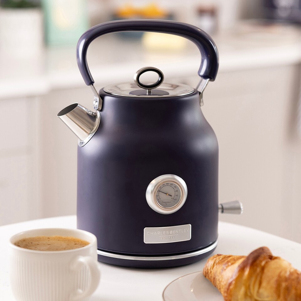 image 1 of Charles Bentley 1.7L Kettle & 4 Slice Toaster Matt Dark Blue and Silver