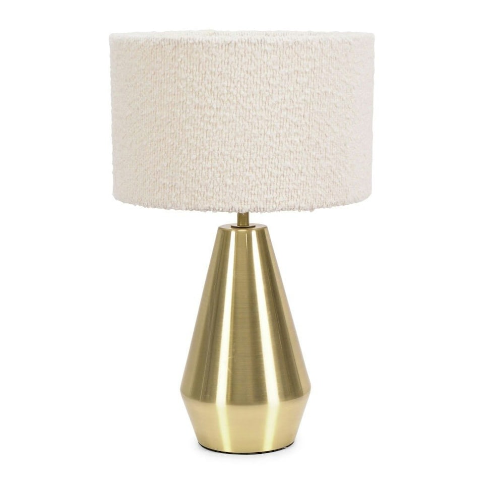 image 1 of ValueLights Jax Antique Brass Touch Table Lamp Cream Boucle Shade