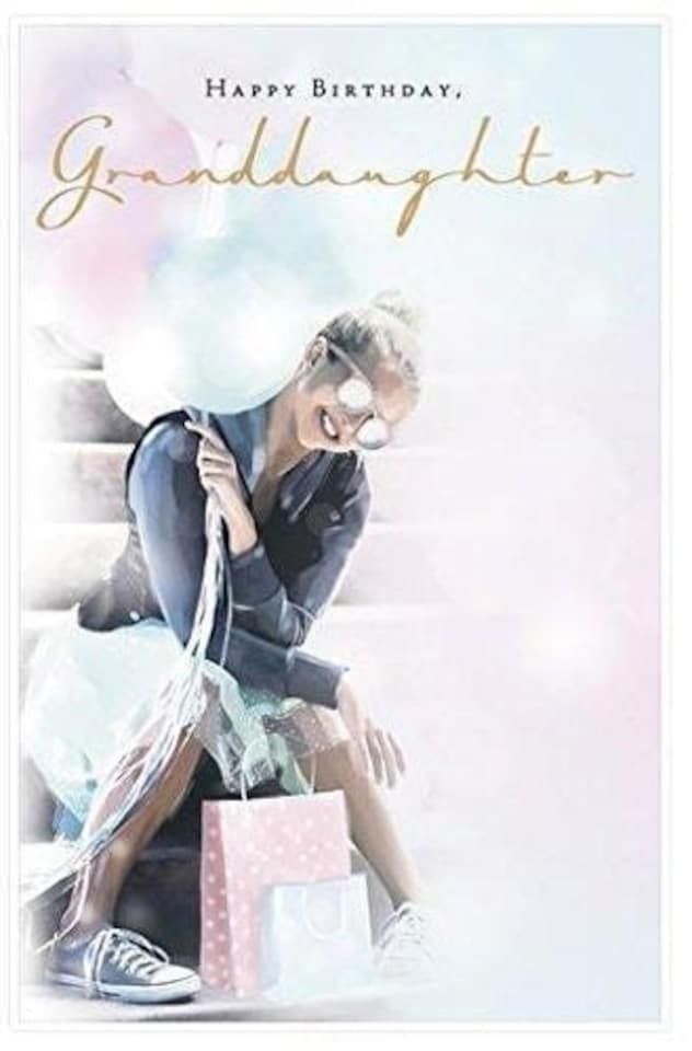 image 1 of Granddaughter Birthday Card Girl With Balloons From The Thinking Of You Range Embossed With A Foil Finish
