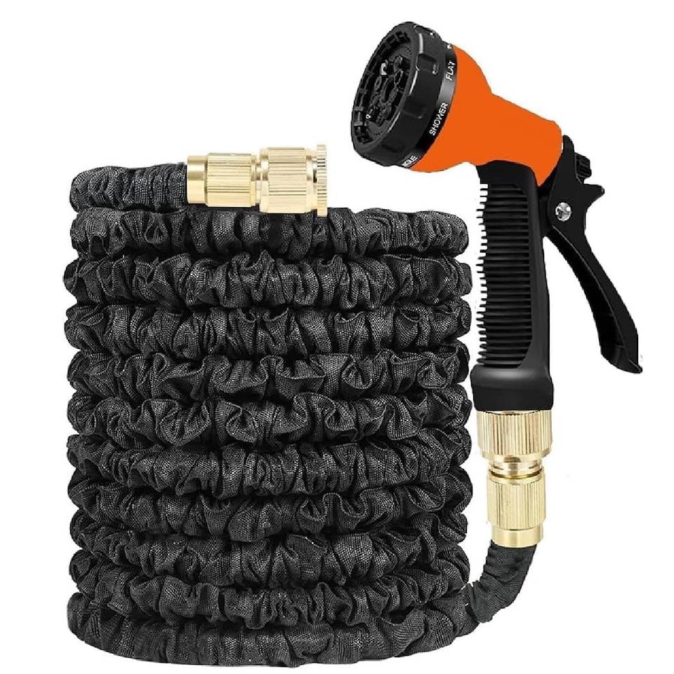 image 1 of 150ft Black Garden Snake Hose Expandable Flexible Hose Pipe & Spray Gun