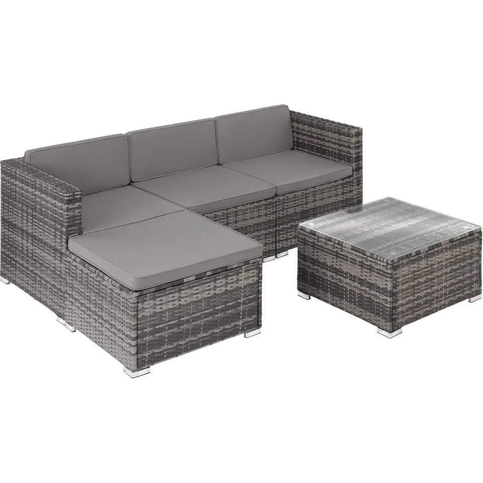 image 1 of Garden Furniture Set Lignano - modular sofa set for 3 to 4 people, coffee table | Grey | grey | 179 x 150 x 65 cm | 1