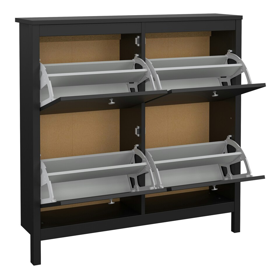image 1 of Madrid Shoe Cabinet 4 Flip Down Doors in Matt Black