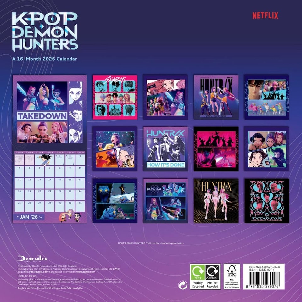 image 1 of K-Pop Demon Hunters 2026 Square Wall Calendar | Multi | Multicoloured | 1
