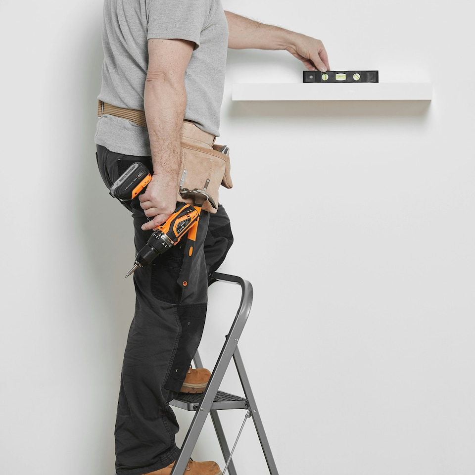 image 1 of VonHaus 2 Step Steel Folding Step Ladder with Anti Slip Feet