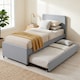image 2 of HOMCOM 90 x 190 cm Upholstered Single Bed, Pull Out Trundle Bed