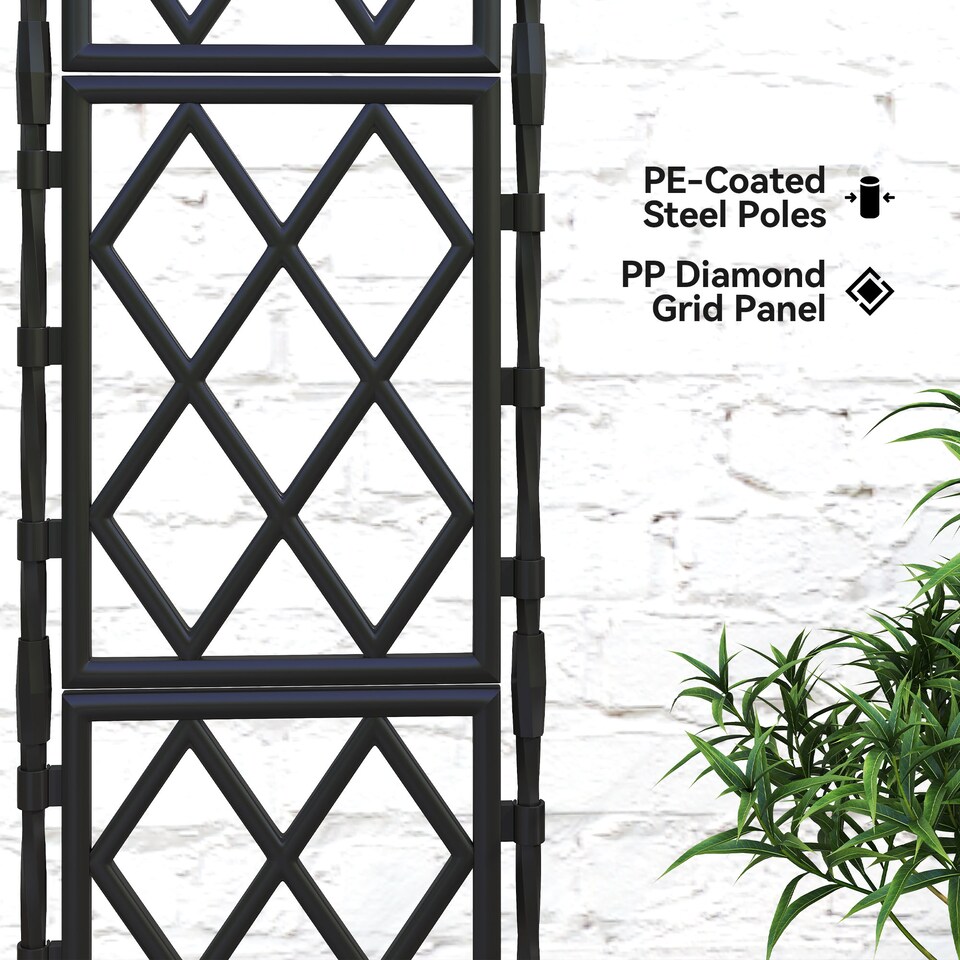 image 1 of Outsunny Foldable Garden Trellis, Lattice Climbing Support Trellis | Black | Black