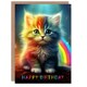 image 1 of Kids Cute Rainbow Kitten Child Kids Birthday Card