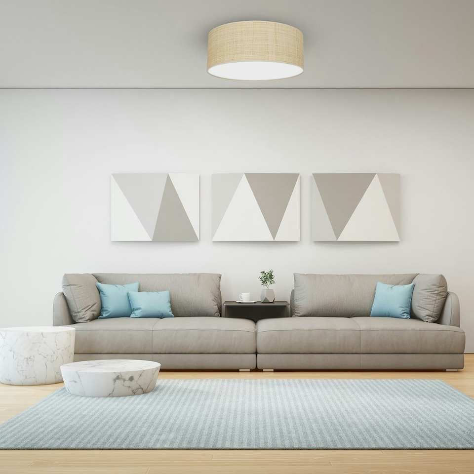 image 1 of Milagro Ceiling Lamp Marshall White / Rattan 2XE27 40cm