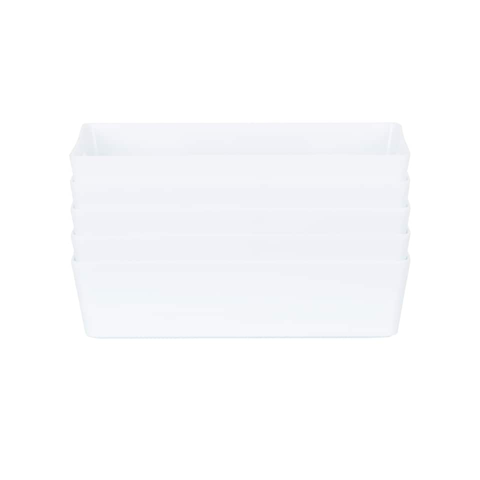 image 1 of Wham Studio 5 x 2L Rectangular Plastic Storage Baskets Ice White White