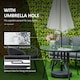 image 3 of Outsunny 106cm Round Garden Dining Table with Parasol Hole Tempered Glass Top Steel Frame
