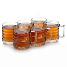 320ml Mugs Modern Clear Glass Tea Coffee Cups Hot Drinks Latte Glasses Set of 6