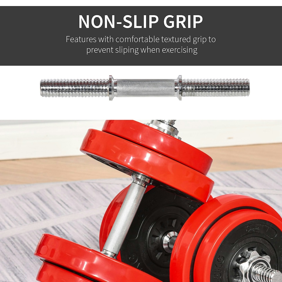 image 1 of HOMCOM 20KGS Dumbbell & Barbell Adjustable Ergonomic Set Exercise in Home Gym Red | Black | Standard